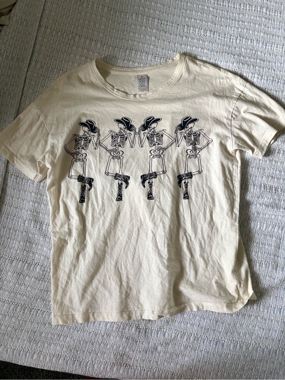 Graphic Skeleton Dance Crew Tee - Cream